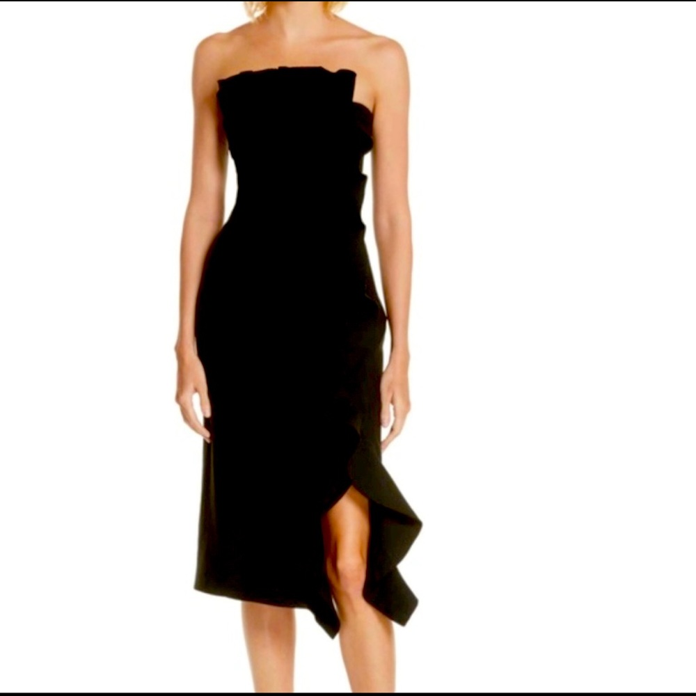 Cinq a Sept Selma Strapless Ruffle Hem Midi Dress size 4